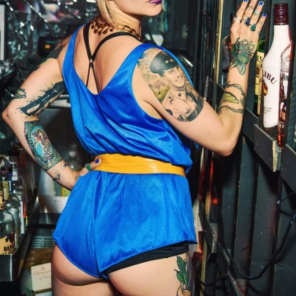 Shiny blue vintage romper - Picture 2 of 2